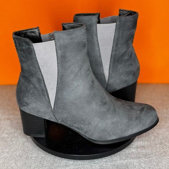 Allegra K Women's Pointed Toe Block Heel Ankle Chelsea Boots Blue Size 8.5 - Picture 3 of 7